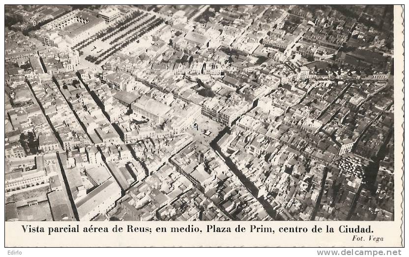 Vista Parcial Aréa De Reus Plaza De Prim Centro De La Ciutad écrite 1948 - Tarragona