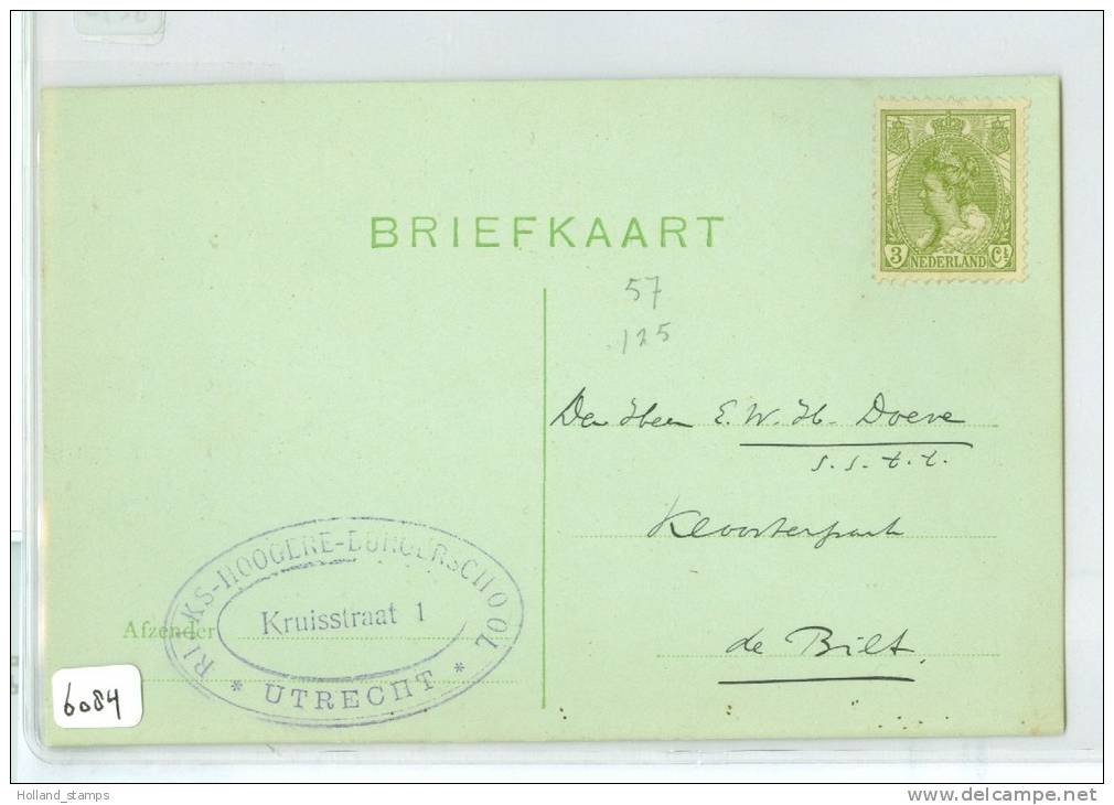 NEDERLAND BRIEFKAART 3 CENT GELOPEN IN 1917 VAN UTRECHT NAAR DE BILT  (6084) - Briefe U. Dokumente