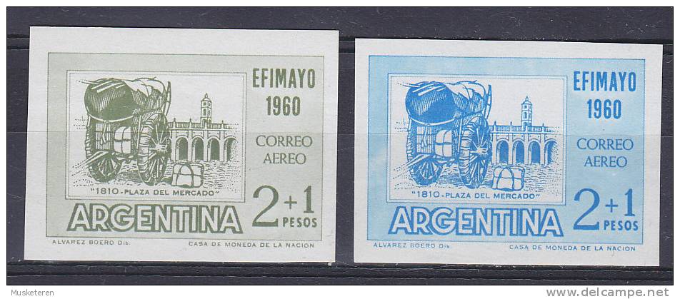 ## Argentina 1960 Airmail Imperf. PROOF Print In Different Colours Of 2 + 1 P EFIMAYO 1960 MH* - Ungebraucht