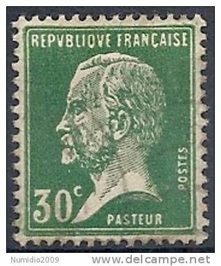 1923-26 FRANCIA USATO LOUIS PASTEUR 30 CENT VERDE - FR492-2 - 1922-26 Pasteur