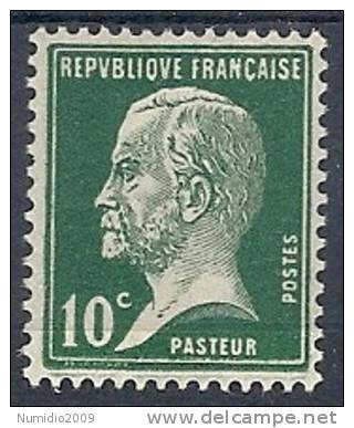 1923-26 FRANCIA LOUIS PASTEUR 10 CENT MH * - FR492 - 1922-26 Pasteur