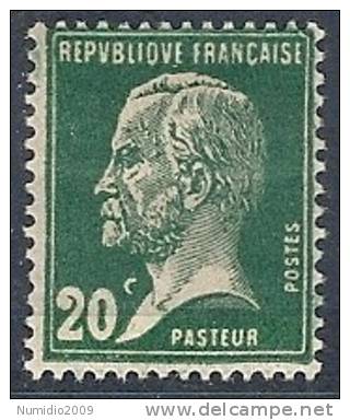 1923-26 FRANCIA LOUIS PASTEUR 20 CENT MH * - FR492 - 1922-26 Pasteur