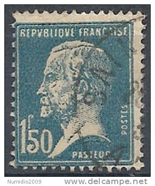 1923-26 FRANCIA USATO LOUIS PASTEUR 1,50 F - FR495-3 - 1922-26 Pasteur