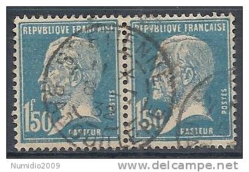 1923-26 FRANCIA USATO LOUIS PASTEUR 1,50 F COPPIA - FR495-6 - 1922-26 Pasteur