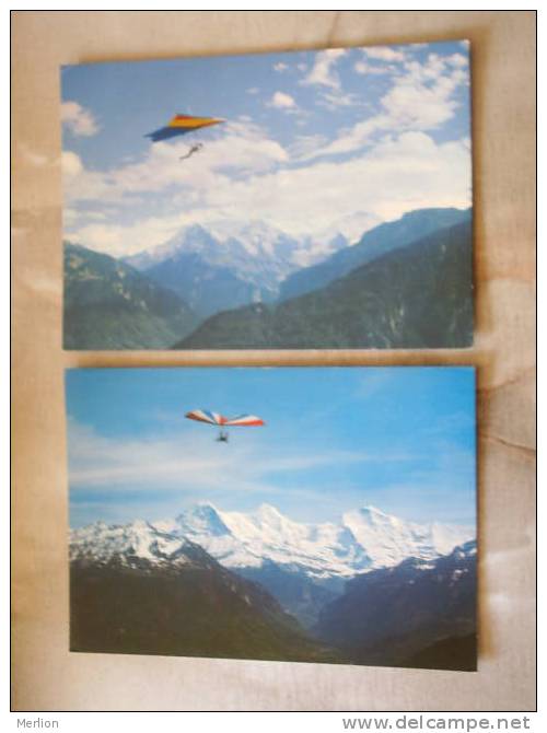 CH - Eiger Mönch - Delta Flieger - Vol Libre     2 Postcards   D79045 - Parachutting