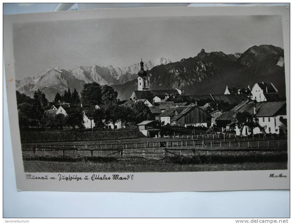 (1/4/20) AK Murnau Mit Zugspitze Und Ettaler Mand´l Von 1944 - Zugspitze