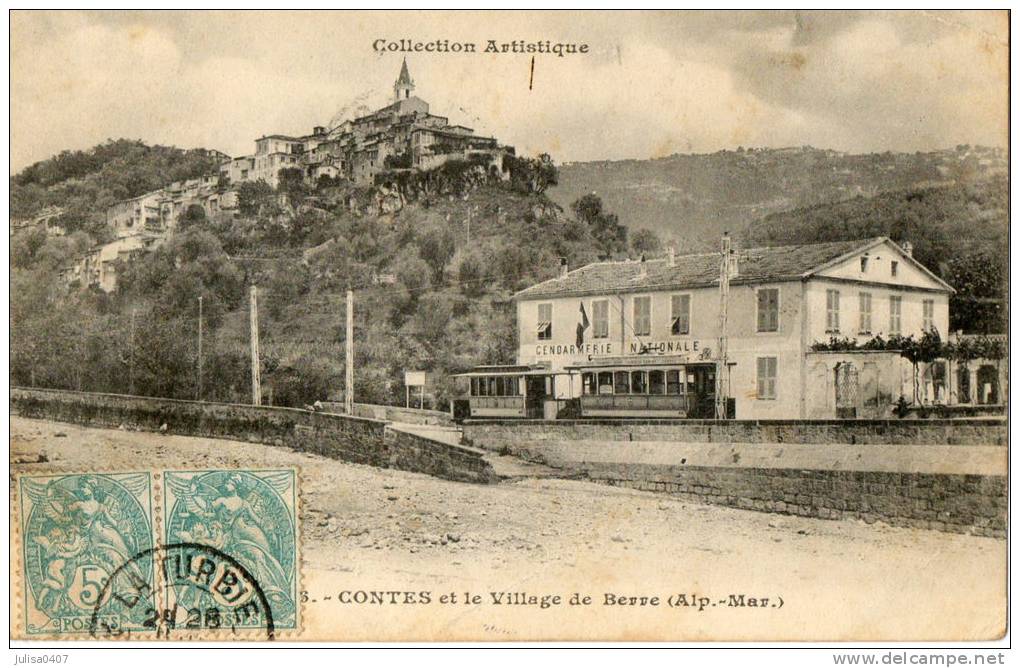CONTES (06) Village De Berre Tramway électrique Gendarmerie - Contes