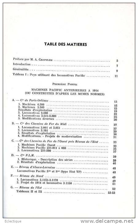 Les Locomotives à Vapeur Françaises à Grande Vitesse Et à Grande Puissance Du Type Pacific, Par Lucien M. VILAIN 1959 - Railway & Tramway