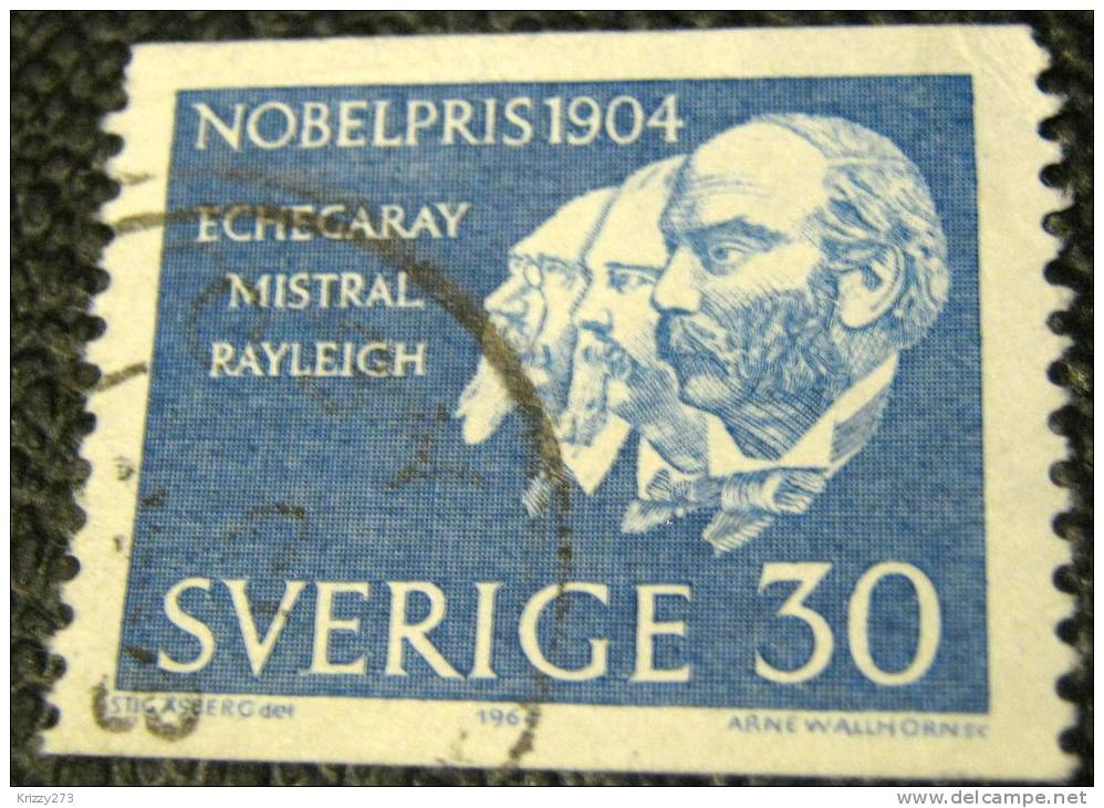 Sweden 1964 Nobel Prize Winners Echegaray Mistral Rayleigh 30ore - Used - Oblitérés