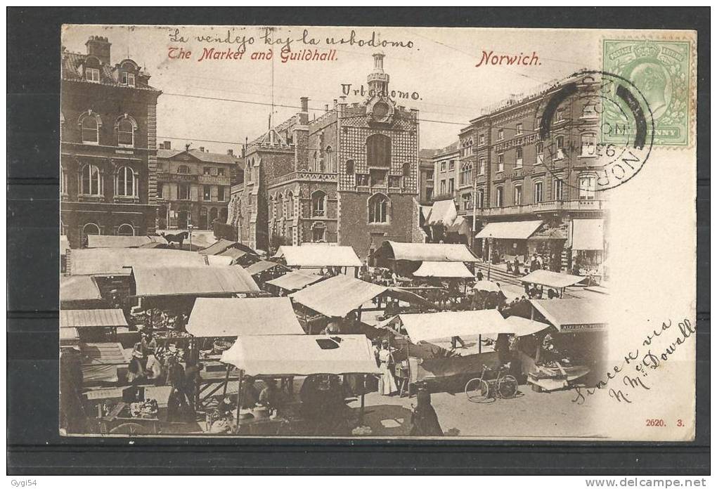 CPA 1907 Royaume Uni Norwich The  Market  And    Guildhall - Norwich