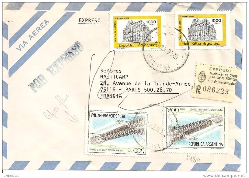 N°Y&T 1138+1216 BUENOS AIRES  Vers   FRANCE     Le   10 JUILLET1980 - Briefe U. Dokumente