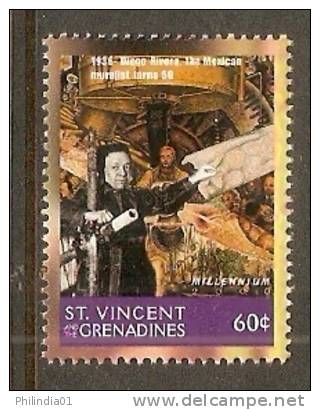 St. Vincent 1999 Millennium - Diego Revera Mexican Muralist In1936 Sc 2741j Painting Art MNH ++ 3138 - St.Vincent Und Die Grenadinen