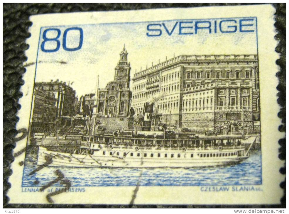 Sweden 1971 Buildings And Boat 80ore - Used - Oblitérés