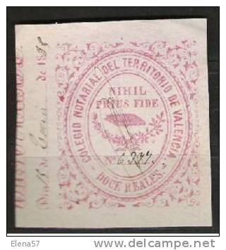 1531-FISCAL ROSA  1863 COLEGIO NOTARIAL VALENCIA 12 RLS.ILUSTRE COLEGIO NOTARIAL DE VALENCIA. 1863. Revenue - Fiscaux