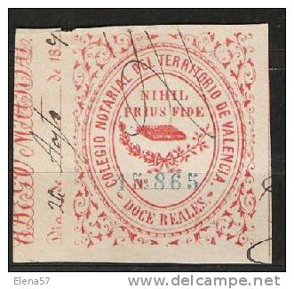 -FISCAL 1863 COLEGIO NOTARIAL VALENCIA 12 RLS.ILUSTRE COLEGIO NOTARIAL DE VALENCIA.AÑO 1863. ANARANJADO - Fiscales