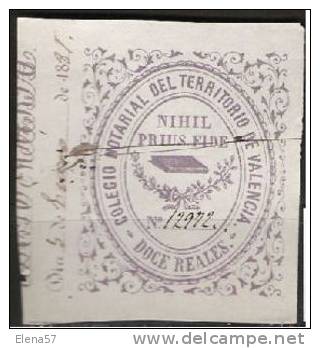 1535-FISCAL  AZUL VIOLETA 1863 COLEGIO NOTARIAL VALENCIA 12 RLS.ILUSTRE COLEGIO NOTARIAL DE VALENCIA.AÑO 1863. - Fiscale Zegels