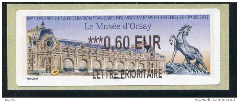 Vignette D´affranchissement Lisa 2 "Lettre Prioritaire 0,60 €  - 85e Congrès De La FFAP - Paris 2012 - Musée D´Orsay"" - 2010-... Vignettes Illustrées