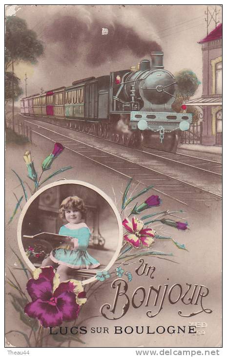 ¤¤  -  LES-LUCS-sur-BOULOGNE  -  Un Bonjour De ...   -  Carte Fantasie  -  Train  -  ¤¤ - Les Lucs Sur Boulogne