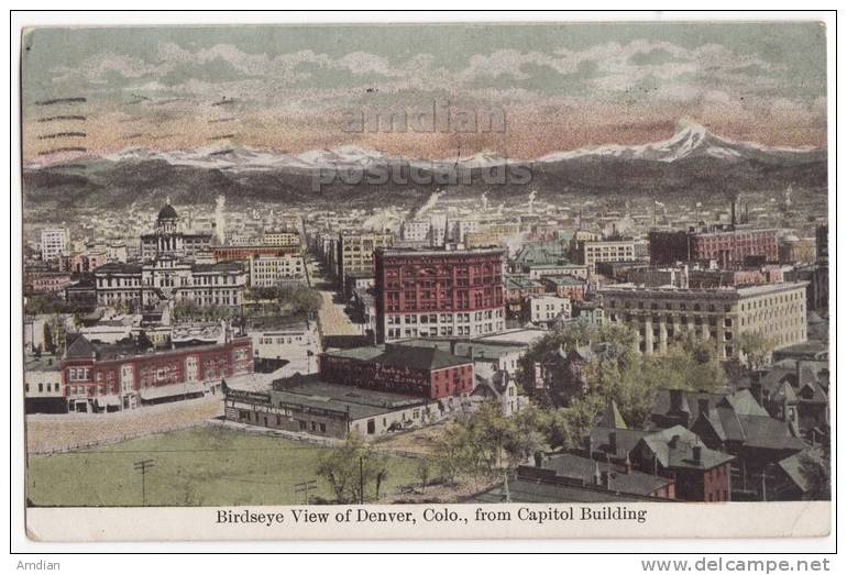 DENVER CO ~BIRDS EYE VIEW From CAPITOL BUILDING~ 1910 Vintage COLORADO Postcard  [c4508] - Denver