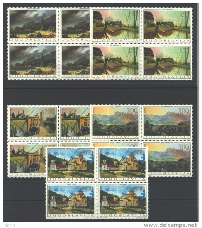 Jugoslawien – Yugoslavia 1968 Yugoslav Art – Paintings Blocks Of Four MNH; Michel # 1298-02 - Ungebraucht