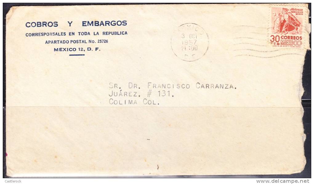 R)1947-1950 MEXICO DANZA DE LOS MOREOS MICHOACAN STAMP. COBROS Y EMBARGOS CORRESPONSAL EN TODA LA REPUBLICA. - Mexico