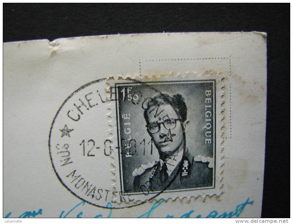 CE. 9. Cachet étoile De  Chevetogne Sur Carte Postale De Chevetogne, Monastère De 1958 - Postmarks With Stars