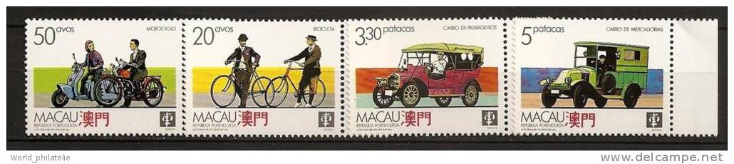 Macao Macau 1988 N° 567 / 70 ** Transports Terrestre, Bicyclettes, Scooter, Motocyclette, Camionnette, Voiture, Moto - Unused Stamps