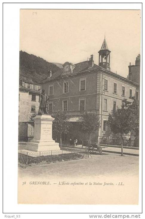 78 - GRENOBLE - L'école Enfantine Et La Statue Jouvin - L.L. - Grenoble