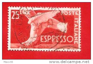 ITALIA REPUBBLICA - USATO - 1947 - ESPRESSI DEMOCRATICA - PIEDE ALATO - £ 25 - S. E28 - Express/pneumatic Mail