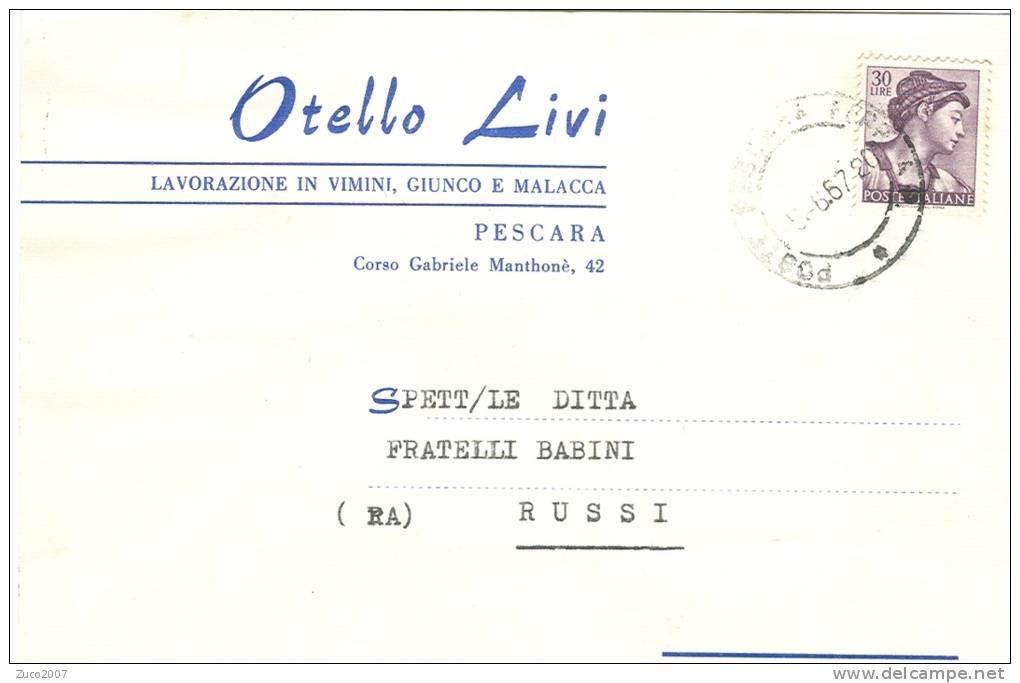 LIVI, PESCARA, CARTOLINA COMMERCIALE VIAGGIATA  1967, PER RUSSI RAVENNA, - Pescara