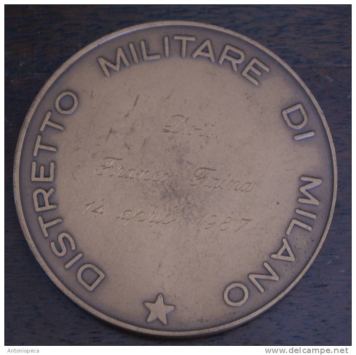 MEDAGLIONE IN BRONZO DEL DISTRETTO MILITARE DI MILANO DEL 1987 - Italië