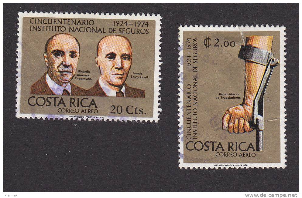 Costa Rica, Scott # C601, C606, Used, Insurance, Issued 1974 - Costa Rica