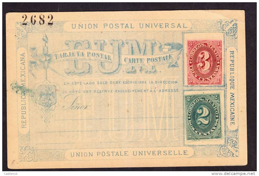 O)1880 MEXICO, POSTAL STATIONARY NUMERALITOS 1880, 3 AND 2 CTS - Mexico