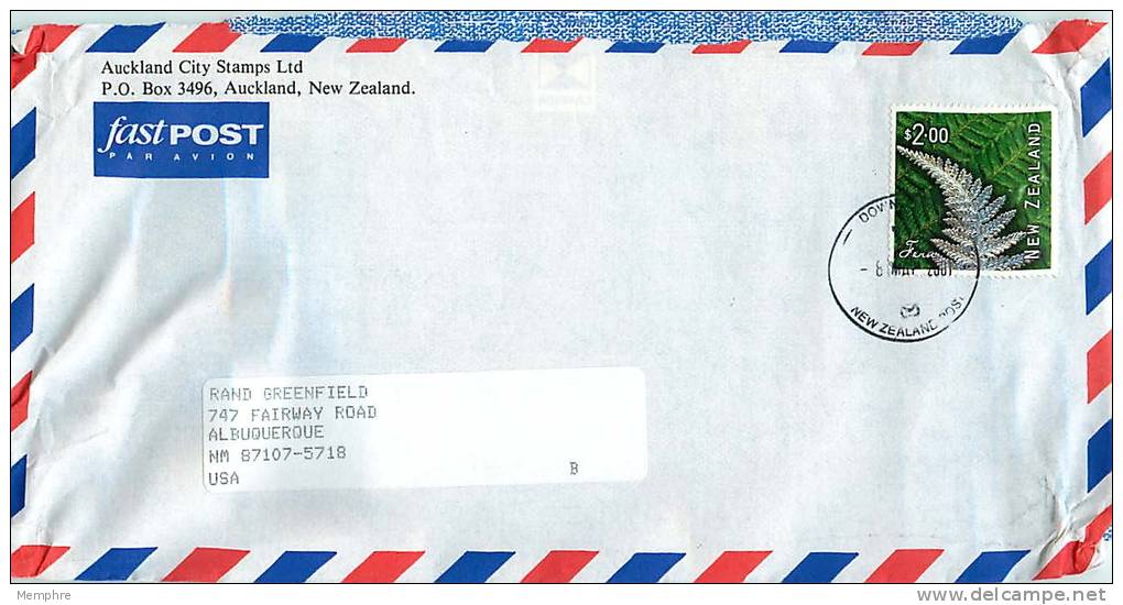 $2 Fern Single  On Air Letter To USA - Covers & Documents