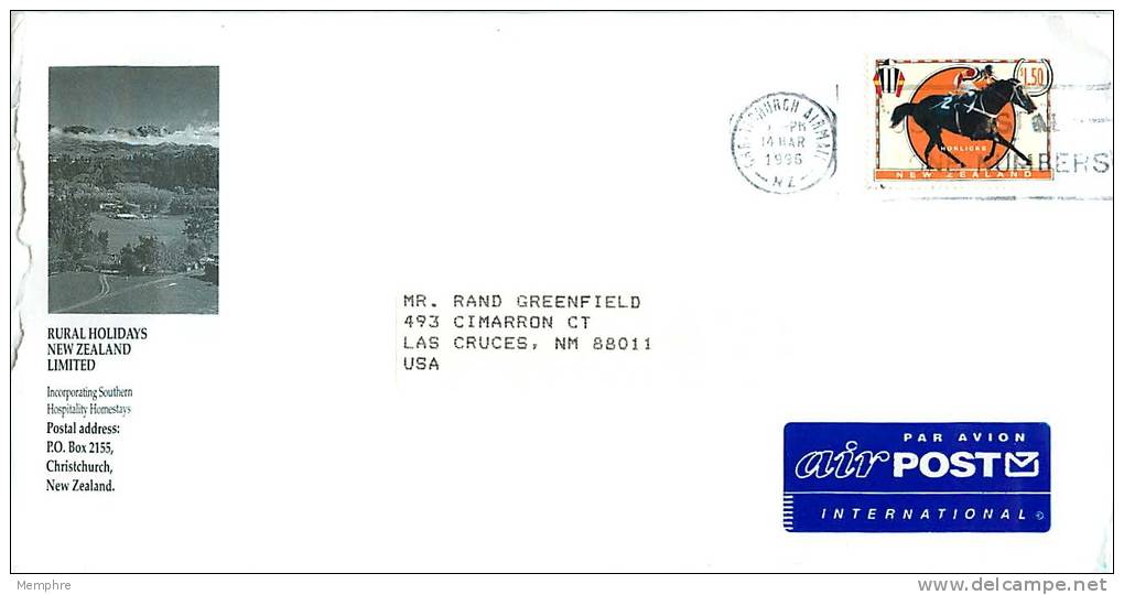 $1.50  Racehorse Single  On Air Letter To USA - Lettres & Documents