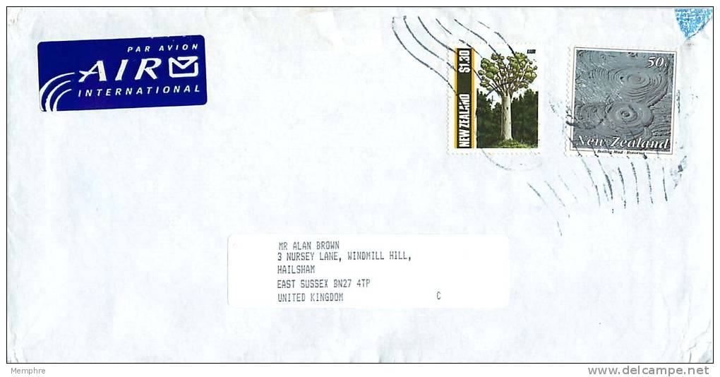 $1.30 Tree, 50 CBoiling Mud, Rotorua   On Air Letter To UK - Lettres & Documents