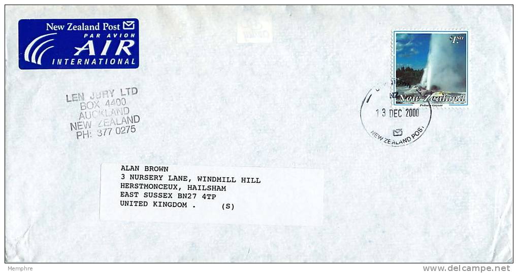 $1.80 Pobutu Geyser Single   On Air Letter To UK - Covers & Documents