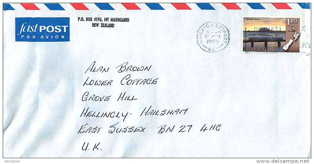 $1.80 Tauranga Harbour  Single   On Air Letter To UK - Storia Postale