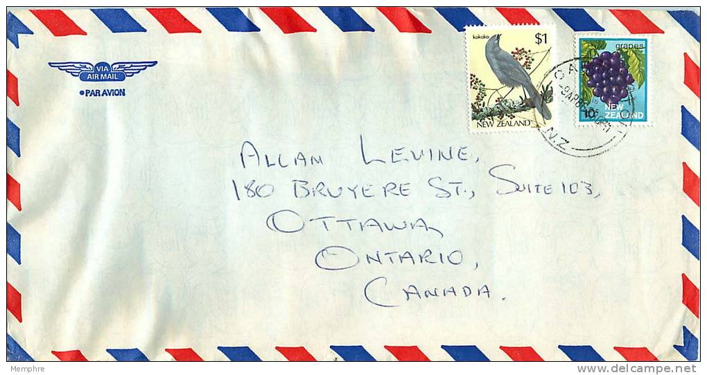 $1 Bird Definitive, 10 C Grapes    On Air Letter To Canada - Briefe U. Dokumente