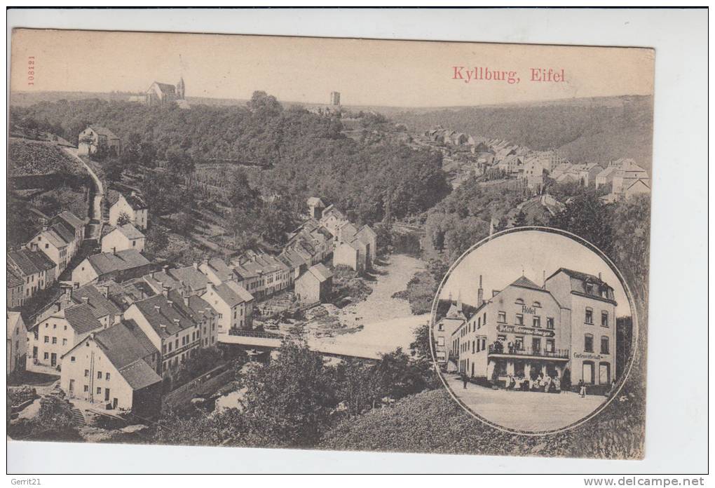 5524 KYLLBURG, Ortsansicht & HOTEL SURGES, Rückseitig Kl.Klebereste - Bitburg