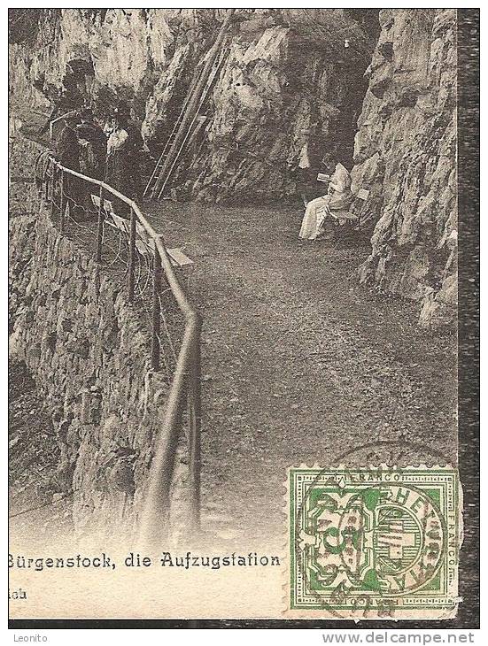 BÜRGENSTOCK Ennetbürgen Die Aufzugstation Bürgenstock Stempel 1907 - Ennetbürgen