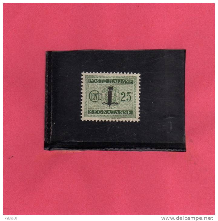 ITALIA REGNO REPUBBLICA SOCIALE RSI 1944 SEGNATASSE PICCOLO FASCIO "FASCIETTO" CENTESIMI 25 TASSE  MNH - Taxe