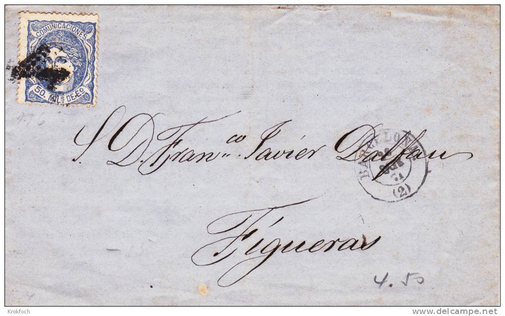 Barcelone 1871 - Brief Letter Pour Figueras - Covers & Documents