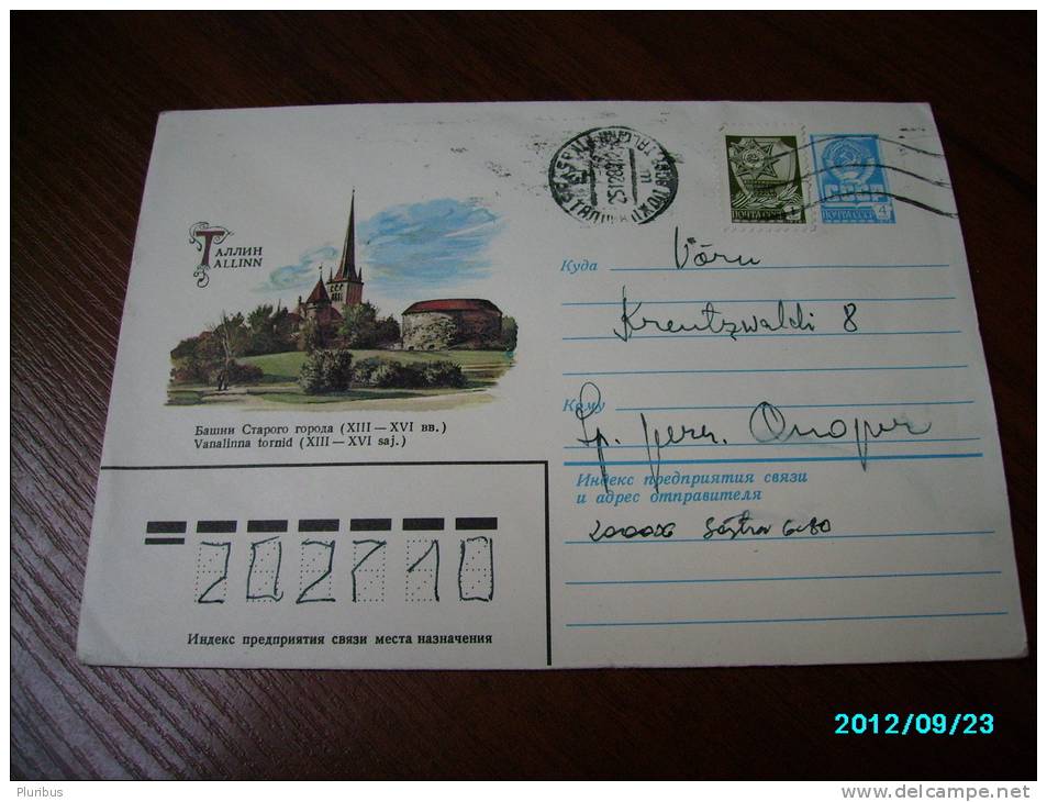 ESTONIA  TALLINN  OLD TOWN TOWERS     , USSR  RUSSIA ,  POSTAL STATIONERY COVER , 1981 - Lettres & Documents