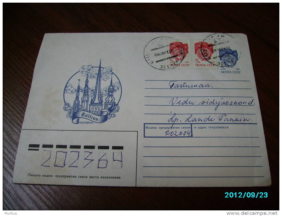 ESTONIA  TALLINN   CHURCHES       , USSR  RUSSIA ,  POSTAL STATIONERY COVER , 1990 - Lettres & Documents