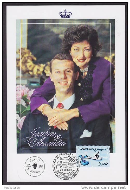 ## France Birth Of Danish Prince Nikolai 28.8.99 Special Commemoration Card (Son Of Prince Joachim & Princess Alexandra) - Brieven En Documenten