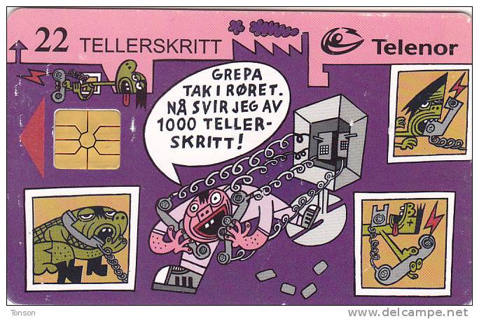 Norway, N066, Fiske, Cartoon, Chip : Gem1Bb, 2 Scans. - Norwegen