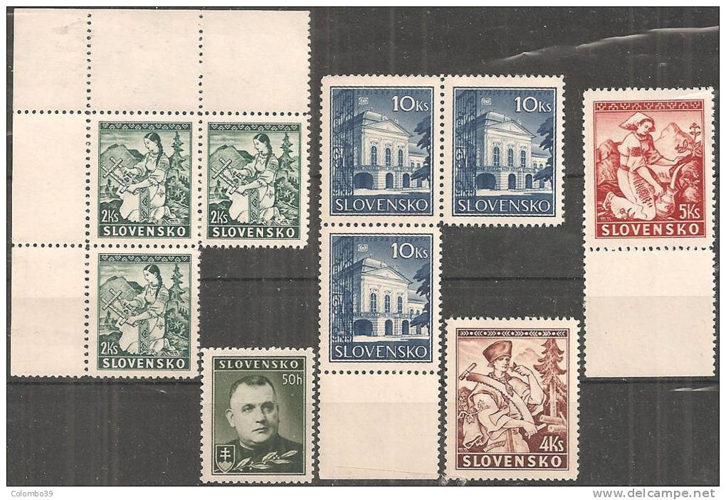 Slovacchia 1939 Nuovo** - Yv.44 +47x3 +51/52 +53x3 - Nuovi