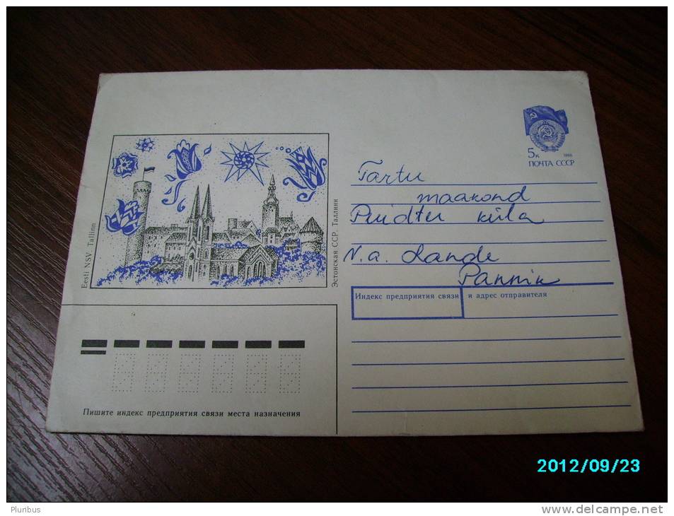 ESTONIA  TALLINN   OLD TOWN  , USSR  RUSSIA ,  POSTAL  STATIONERY  COVER , 1989 - Covers & Documents