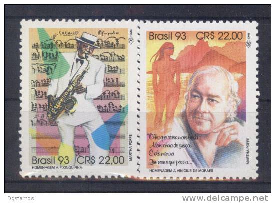 Brasil 1993 YT2138-39 **  Compositores: Pixinguinha, Vinicius De Moraes. Celebridades, Musica, Saxofon, Pentagrama - Unused Stamps